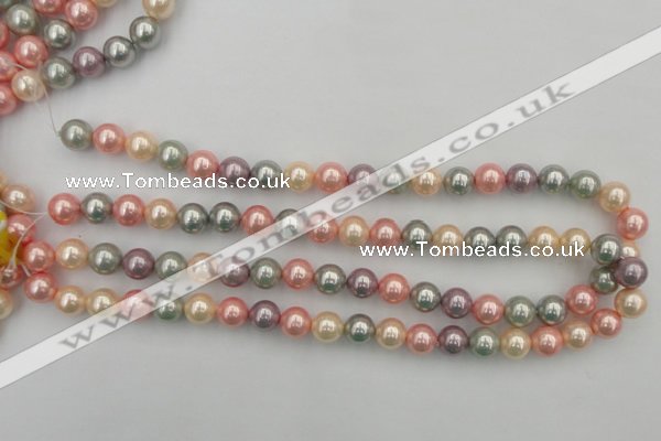 CSB324 15.5 inches 10mm round mixed color shell pearl beads