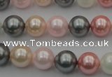 CSB326 15.5 inches 10mm round mixed color shell pearl beads