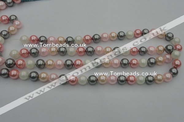 CSB326 15.5 inches 10mm round mixed color shell pearl beads