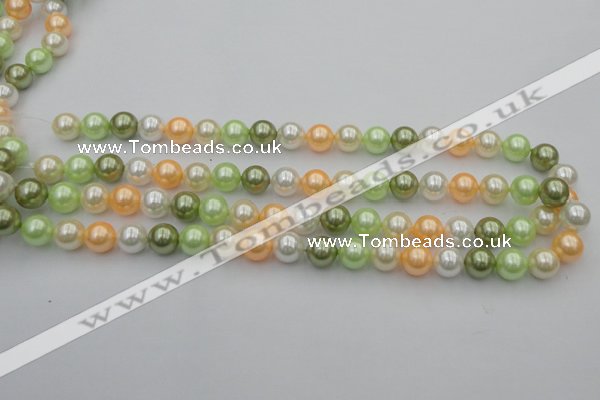 CSB328 15.5 inches 10mm round mixed color shell pearl beads