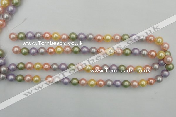 CSB330 15.5 inches 10mm round mixed color shell pearl beads