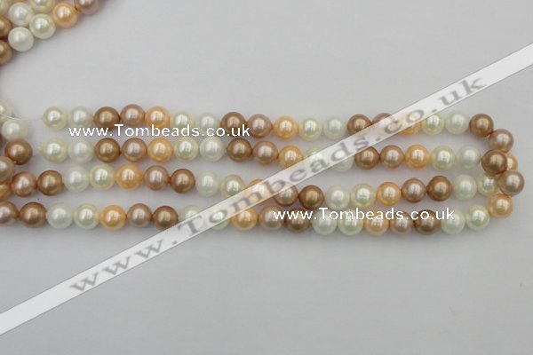CSB332 15.5 inches 10mm round mixed color shell pearl beads