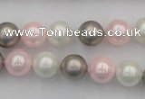 CSB335 15.5 inches 10mm round mixed color shell pearl beads