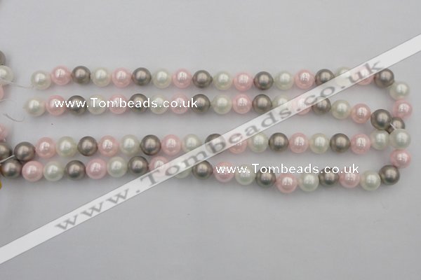 CSB335 15.5 inches 10mm round mixed color shell pearl beads