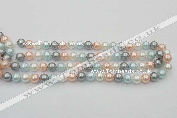 CSB336 15.5 inches 10mm round mixed color shell pearl beads