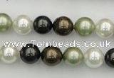 CSB337 15.5 inches 10mm round mixed color shell pearl beads