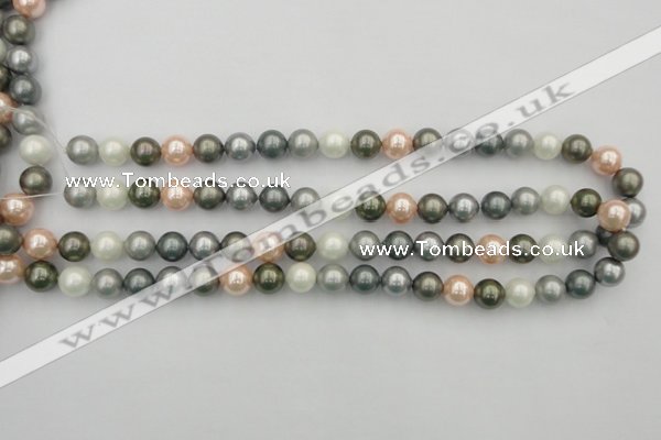 CSB338 15.5 inches 10mm round mixed color shell pearl beads