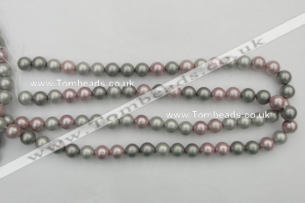 CSB341 15.5 inches 10mm round mixed color shell pearl beads