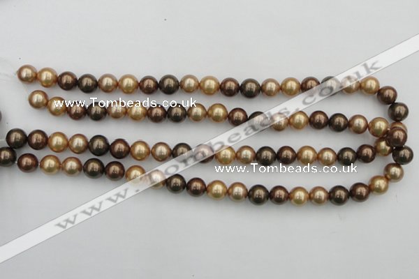 CSB342 15.5 inches 10mm round mixed color shell pearl beads