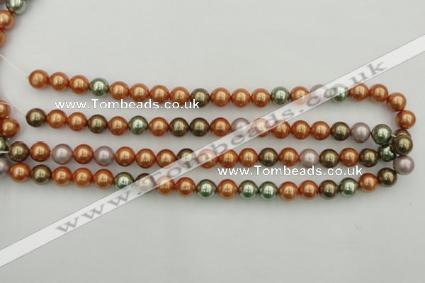 CSB343 15.5 inches 10mm round mixed color shell pearl beads