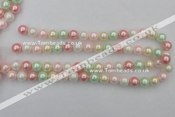 CSB352 15.5 inches 12mm round mixed color shell pearl beads