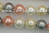 CSB355 15.5 inches 12mm round mixed color shell pearl beads