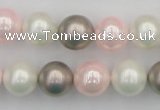 CSB356 15.5 inches 12mm round mixed color shell pearl beads