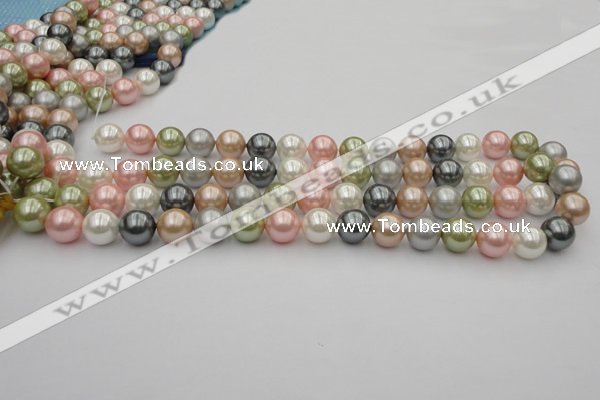 CSB357 15.5 inches 12mm round mixed color shell pearl beads