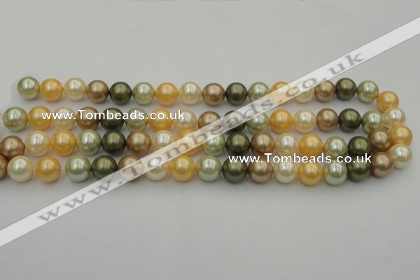 CSB360 15.5 inches 12mm round mixed color shell pearl beads