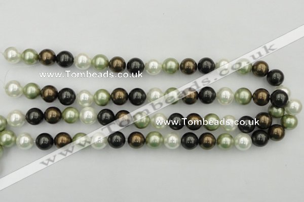 CSB362 15.5 inches 12mm round mixed color shell pearl beads