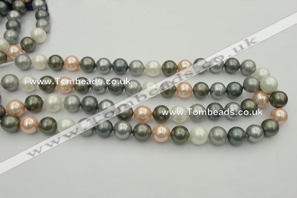 CSB363 15.5 inches 12mm round mixed color shell pearl beads