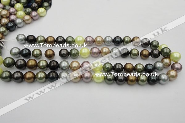 CSB364 15.5 inches 12mm round mixed color shell pearl beads