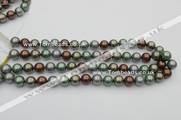 CSB367 15.5 inches 12mm round mixed color shell pearl beads