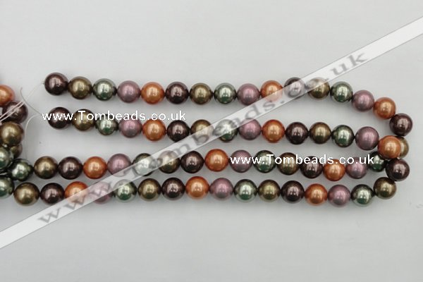 CSB368 15.5 inches 12mm round mixed color shell pearl beads