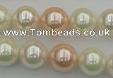 CSB370 15.5 inches 14mm round mixed color shell pearl beads