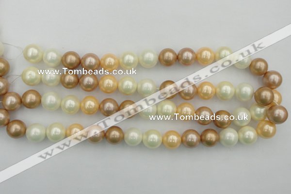 CSB371 15.5 inches 14mm round mixed color shell pearl beads