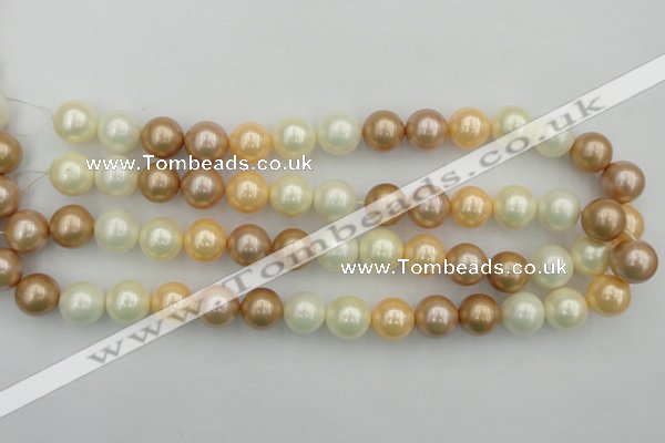 CSB371 15.5 inches 14mm round mixed color shell pearl beads