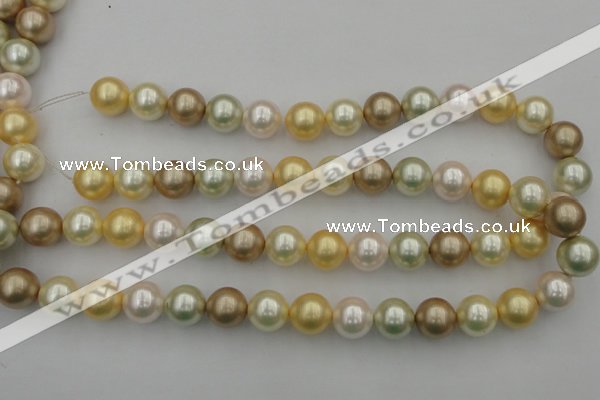 CSB372 15.5 inches 14mm round mixed color shell pearl beads