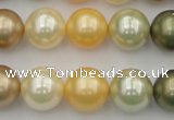 CSB373 15.5 inches 14mm round mixed color shell pearl beads