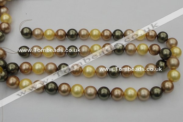 CSB375 15.5 inches 14mm round mixed color shell pearl beads