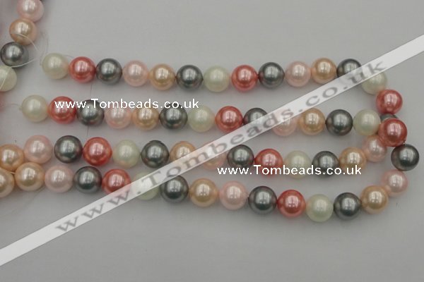 CSB376 15.5 inches 14mm round mixed color shell pearl beads