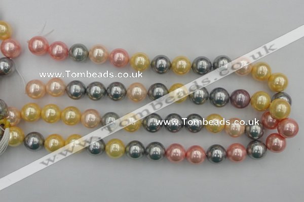 CSB377 15.5 inches 14mm round mixed color shell pearl beads