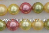 CSB378 15.5 inches 14mm round mixed color shell pearl beads