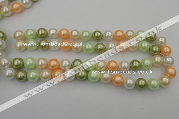 CSB379 15.5 inches 14mm round mixed color shell pearl beads