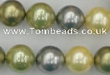 CSB380 15.5 inches 14mm round mixed color shell pearl beads