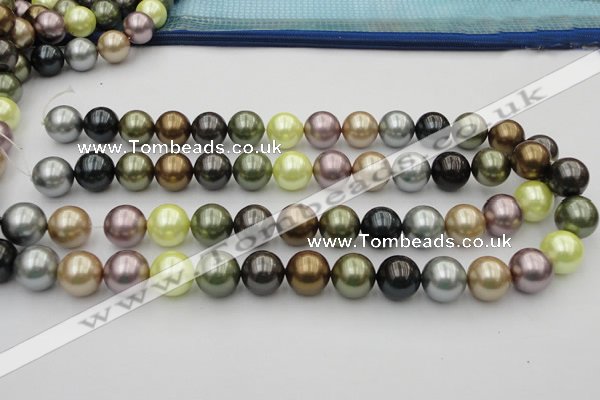 CSB381 15.5 inches 14mm round mixed color shell pearl beads