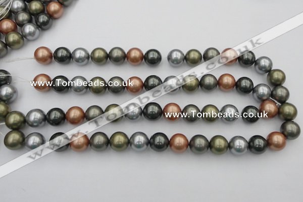 CSB382 15.5 inches 14mm round mixed color shell pearl beads