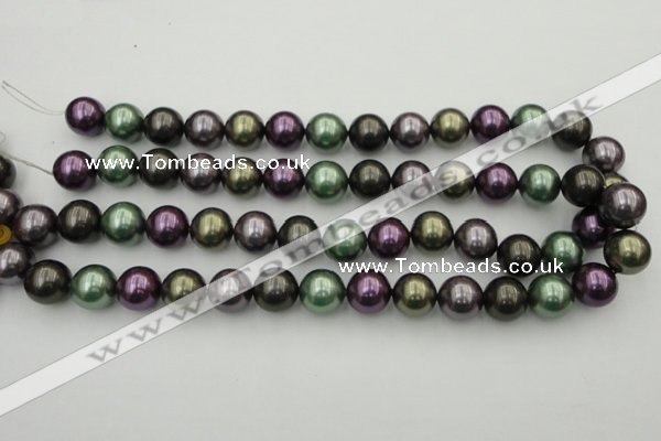 CSB386 15.5 inches 14mm round mixed color shell pearl beads