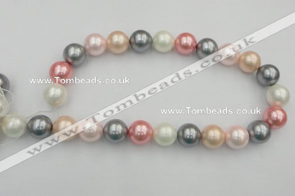 CSB391 15.5 inches 16mm round mixed color shell pearl beads