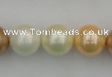 CSB392 15.5 inches 16mm round mixed color shell pearl beads