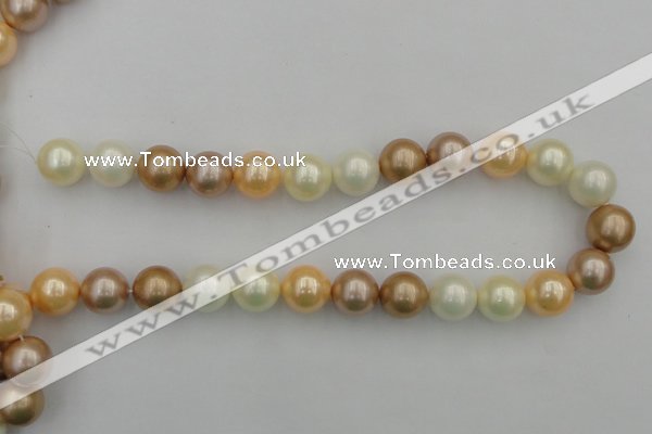 CSB392 15.5 inches 16mm round mixed color shell pearl beads