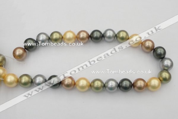 CSB395 15.5 inches 16mm round mixed color shell pearl beads