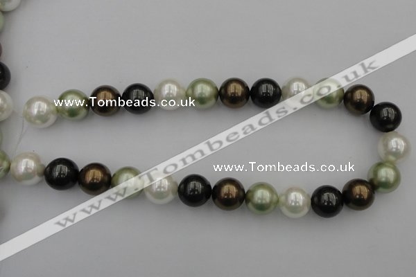 CSB396 15.5 inches 16mm round mixed color shell pearl beads