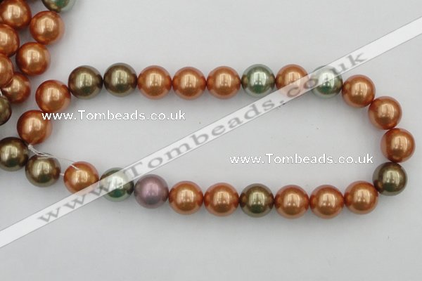 CSB397 15.5 inches 16mm round mixed color shell pearl beads