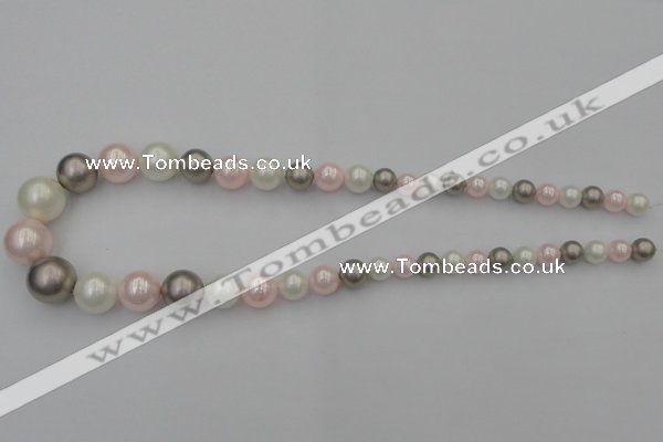 CSB406 15.5 inches 8mm - 16mm round mixed color shell pearl beads