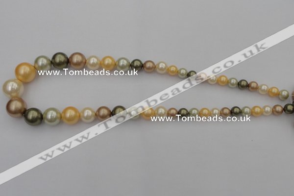 CSB407 15.5 inches 8mm - 16mm round mixed color shell pearl beads