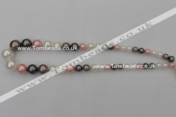 CSB408 15.5 inches 8mm - 16mm round mixed color shell pearl beads