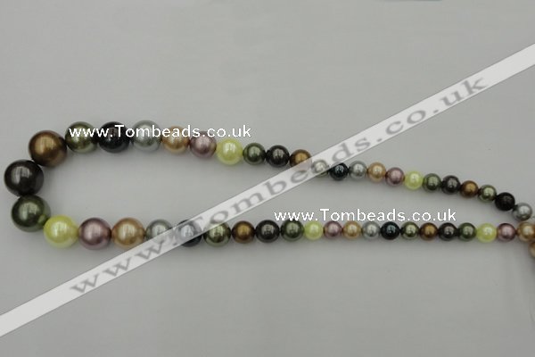 CSB409 15.5 inches 8mm - 16mm round mixed color shell pearl beads