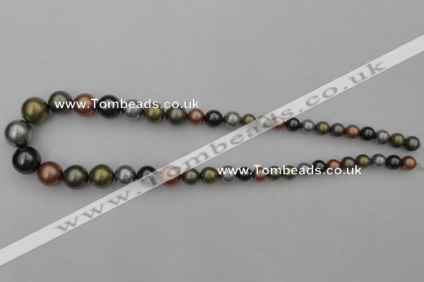 CSB410 15.5 inches 8mm - 16mm round mixed color shell pearl beads