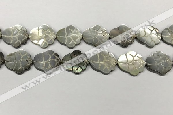 CSB4110 15.5 inches 15*20mm carved flower abalone shell beads